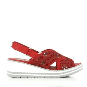 24 Hrs 23681 Red Slingback Wedge Sandals