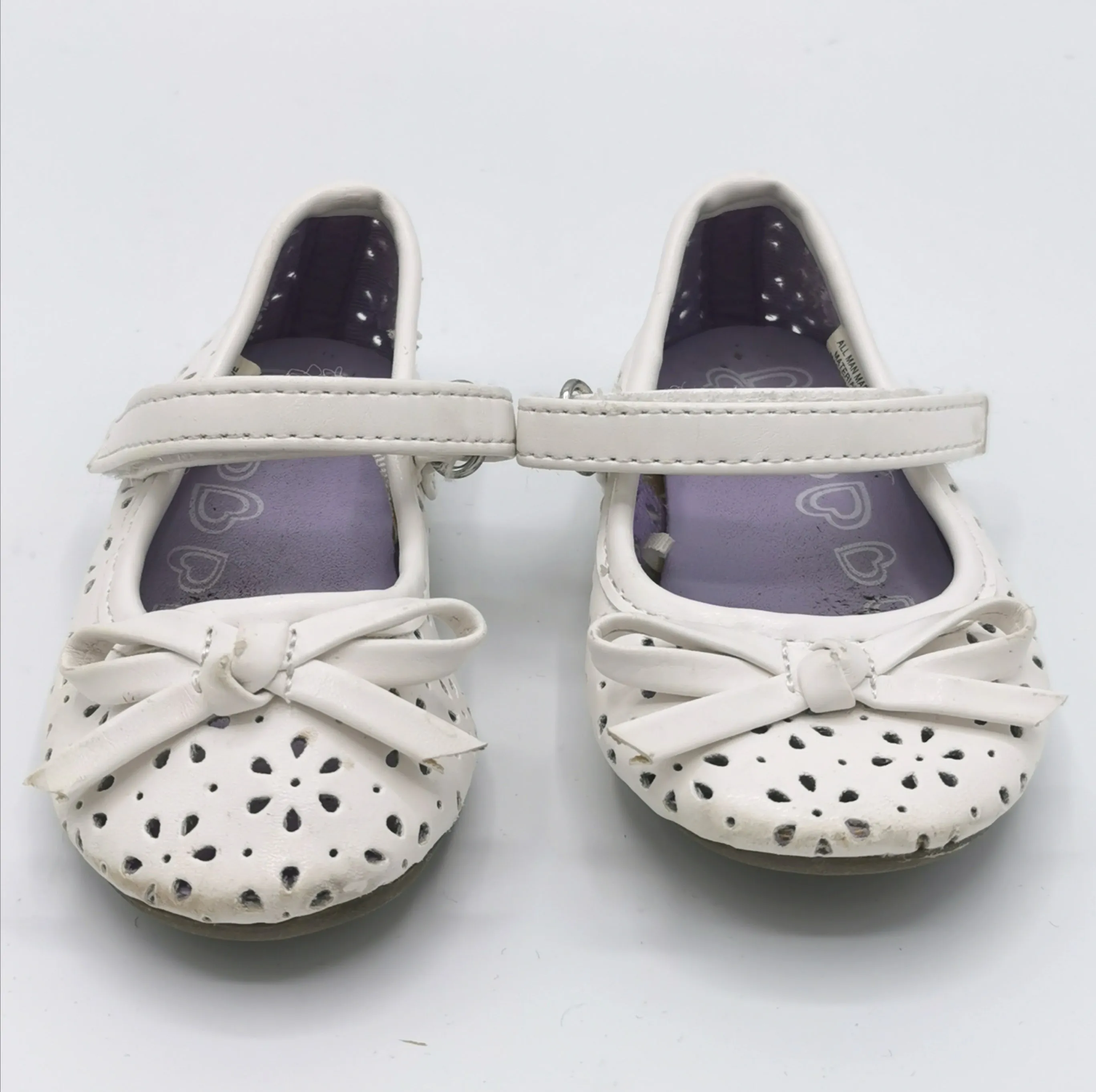 BABY GIRL SIZE 4 TODDLER - CHILDREN'S PLACE, White Eyelet Floral Ballet Flats VGUC B13