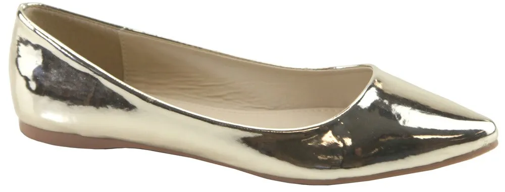 Bella Marie Womens Slip-on Pointy Toe Classic Ballet Flat Shoes