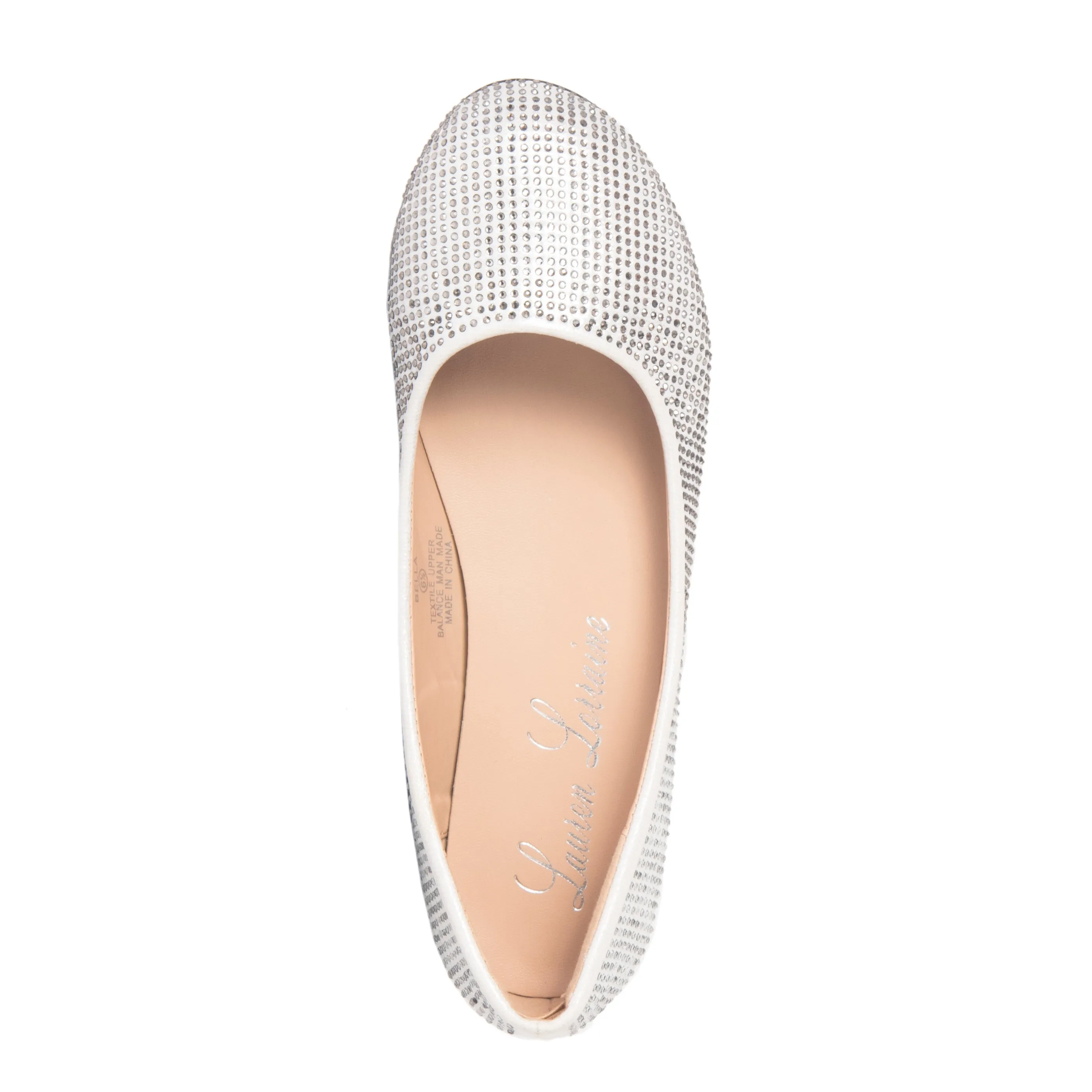 BELLA POINTY TOE PUMP FLATS WITH SPARKLY RHINESTONE DETAILING