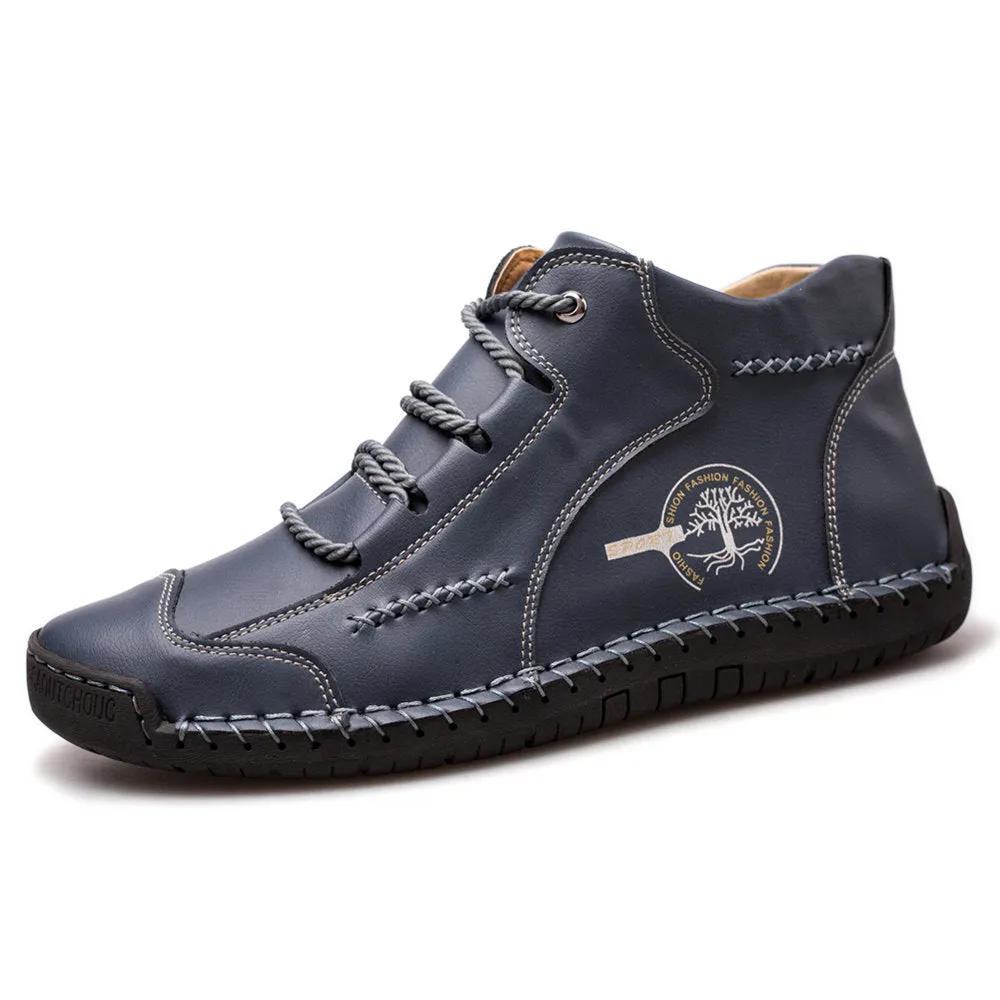 Big Size Hand Stitching Soft Leather Ankle Shoes