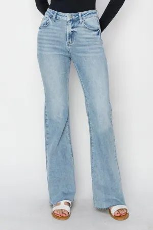 Bootcut Jeans RISEN High Rise Raw Cut Hem Denim Pants