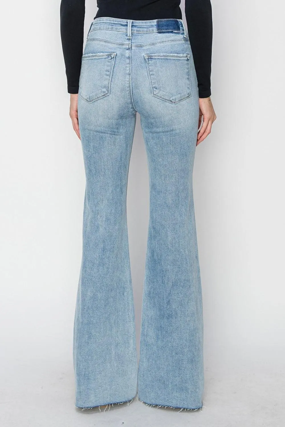 Bootcut Jeans RISEN High Rise Raw Cut Hem Denim Pants