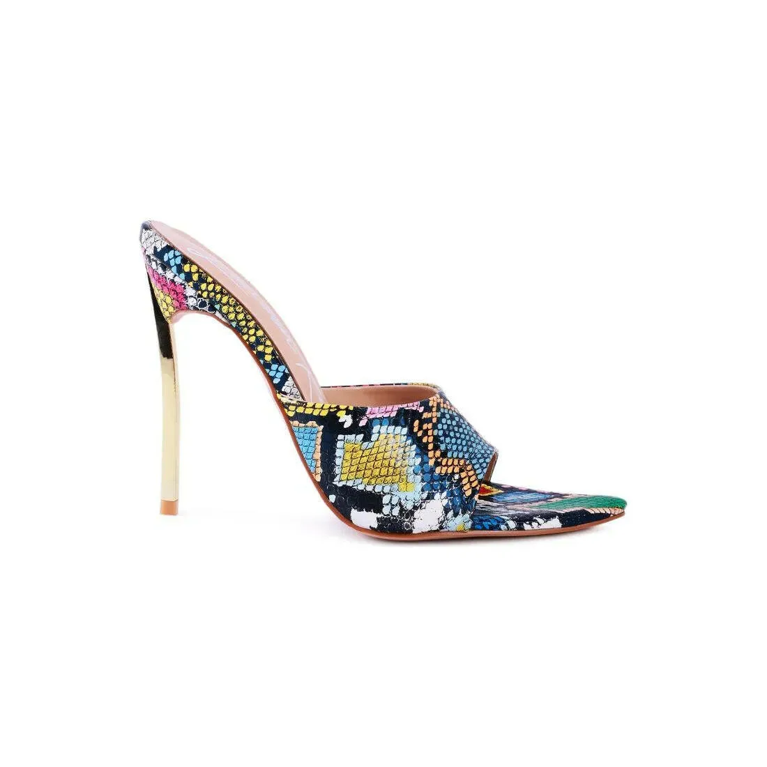 Bottoms Up Strappy Slip On Stiletto Heels