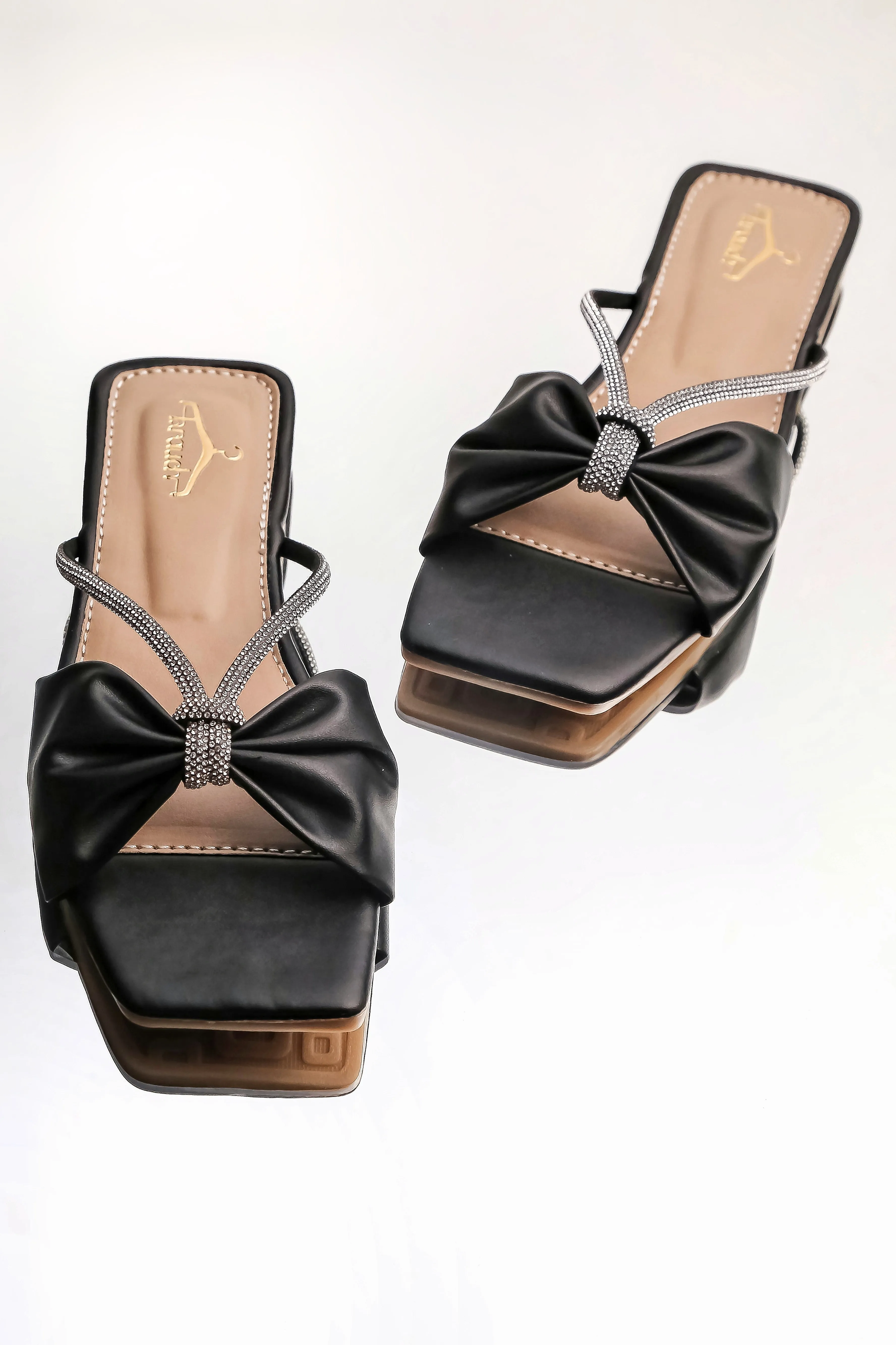 Brauch Women Black Knot Rhinestone Embellished Flats