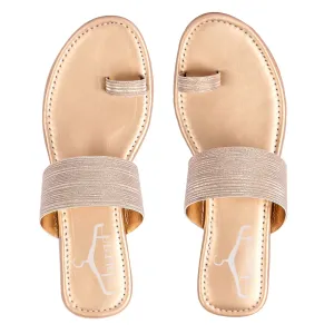 Brauch Women's Rose Gold Thumb Glitter Strap Flats