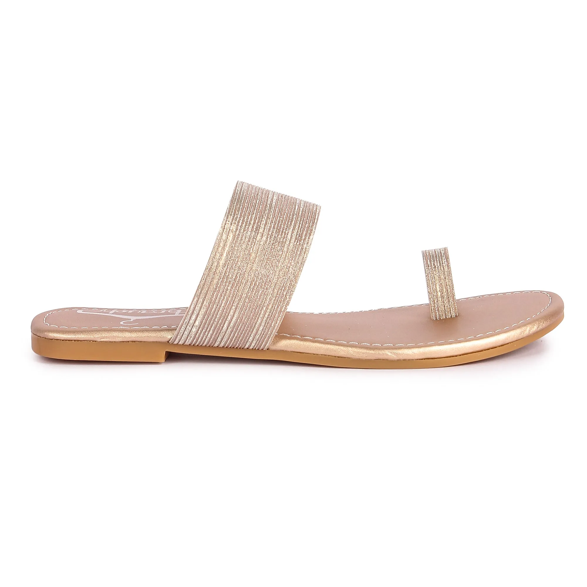 Brauch Women's Rose Gold Thumb Glitter Strap Flats