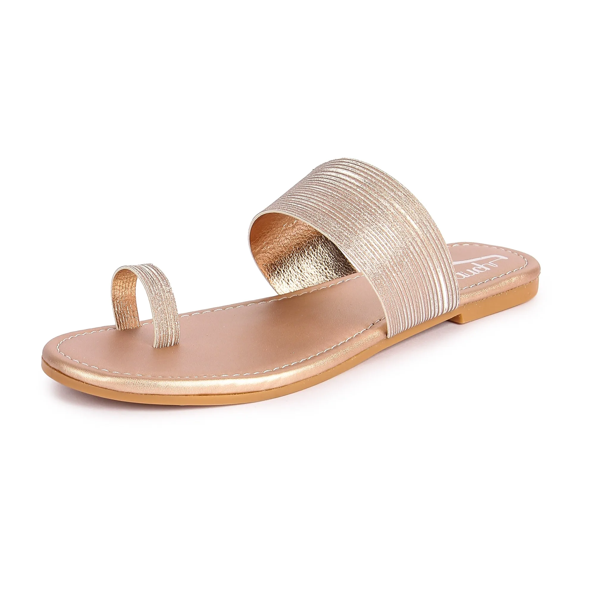 Brauch Women's Rose Gold Thumb Glitter Strap Flats