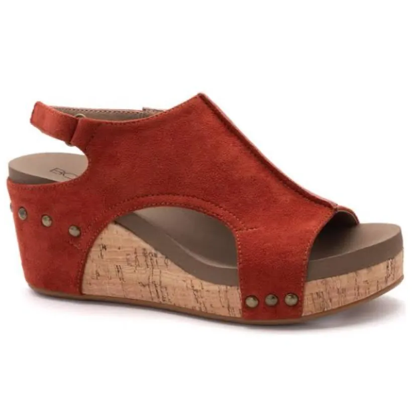 Carley Rust Suede Wedge