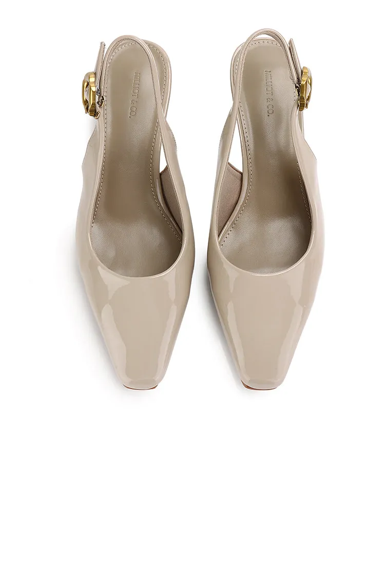 Carmen Square Toe Pumps Heels (Khaki)