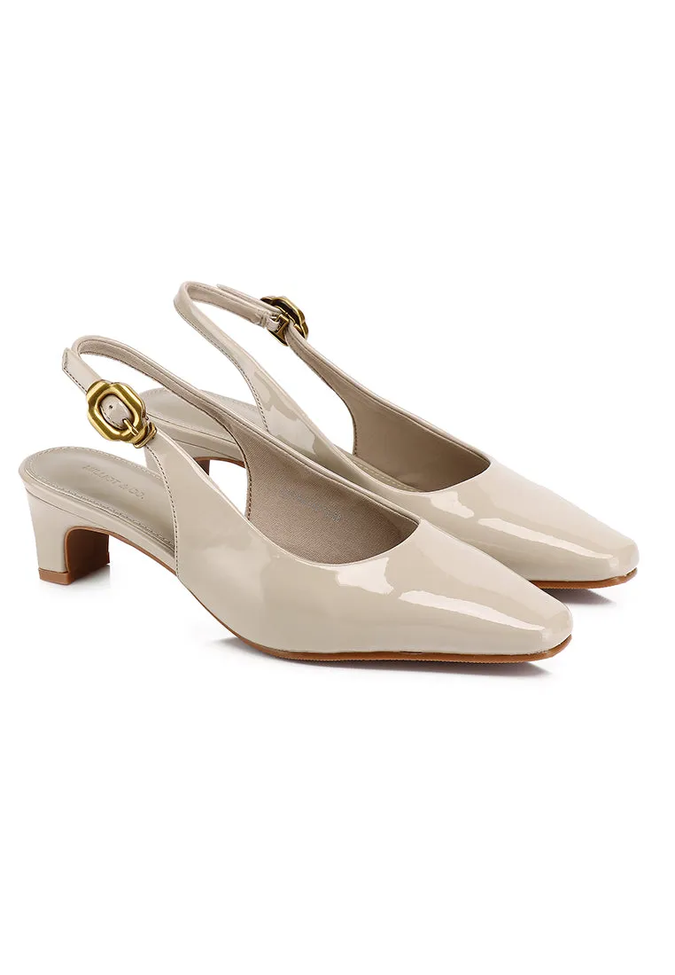 Carmen Square Toe Pumps Heels (Khaki)