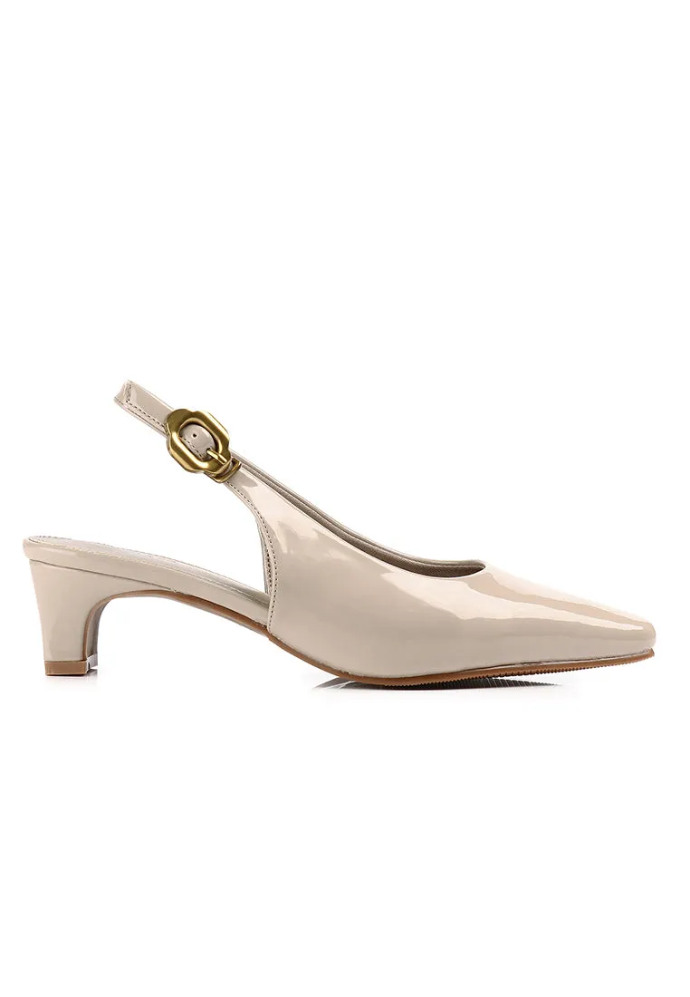 Carmen Square Toe Pumps Heels (Khaki)