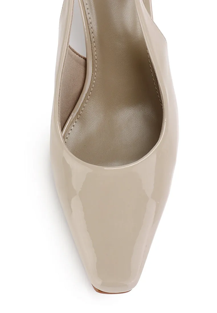Carmen Square Toe Pumps Heels (Khaki)