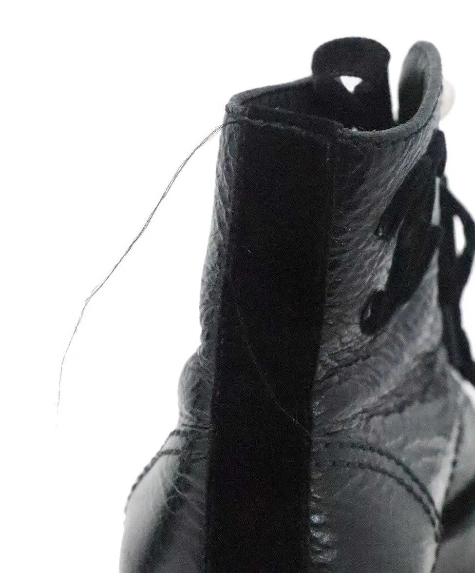 Chanel Black Leather Lace Up Booties sz 6.5