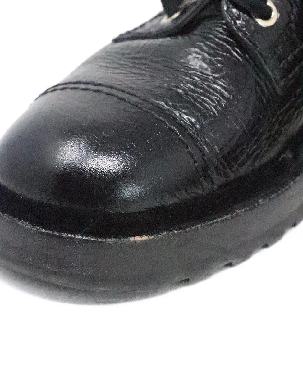 Chanel Black Leather Lace Up Booties sz 6.5