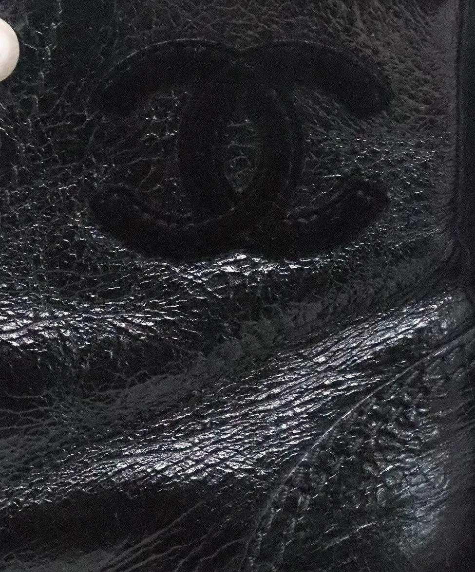 Chanel Black Leather Lace Up Booties sz 6.5