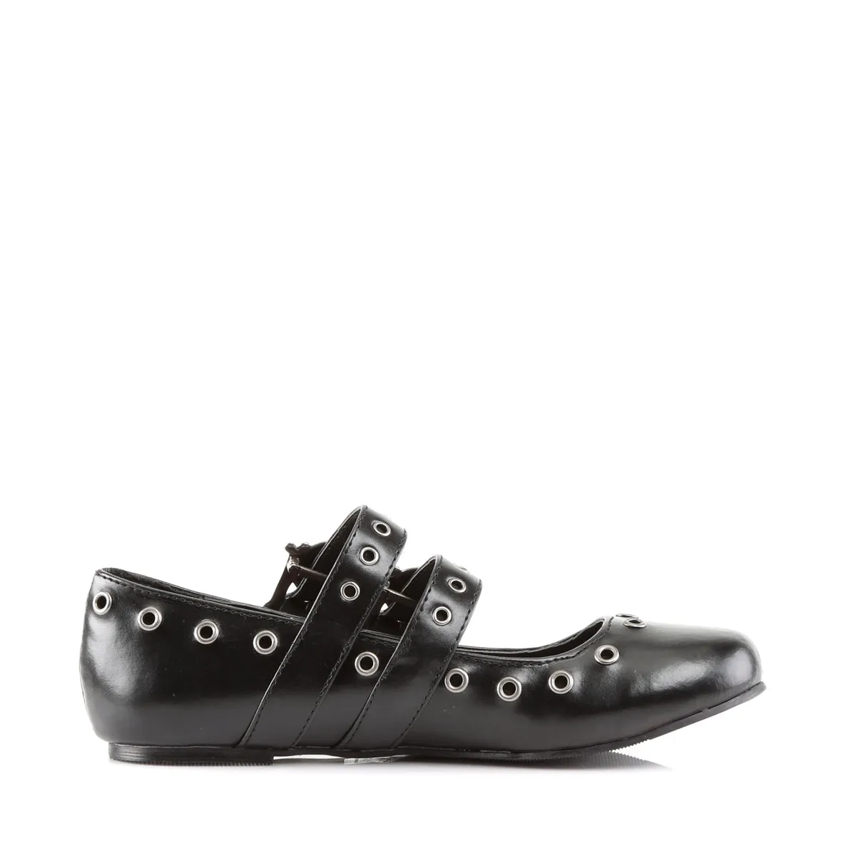 DAISY-03 Demoniacult Alternative Footwear Women's Skull Buckle Flats
