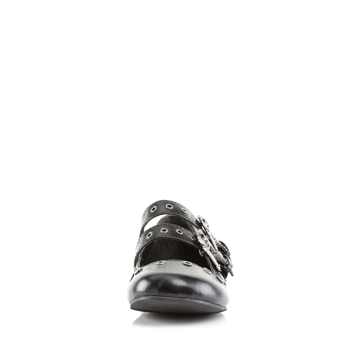 DAISY-03 Demoniacult Alternative Footwear Women's Skull Buckle Flats