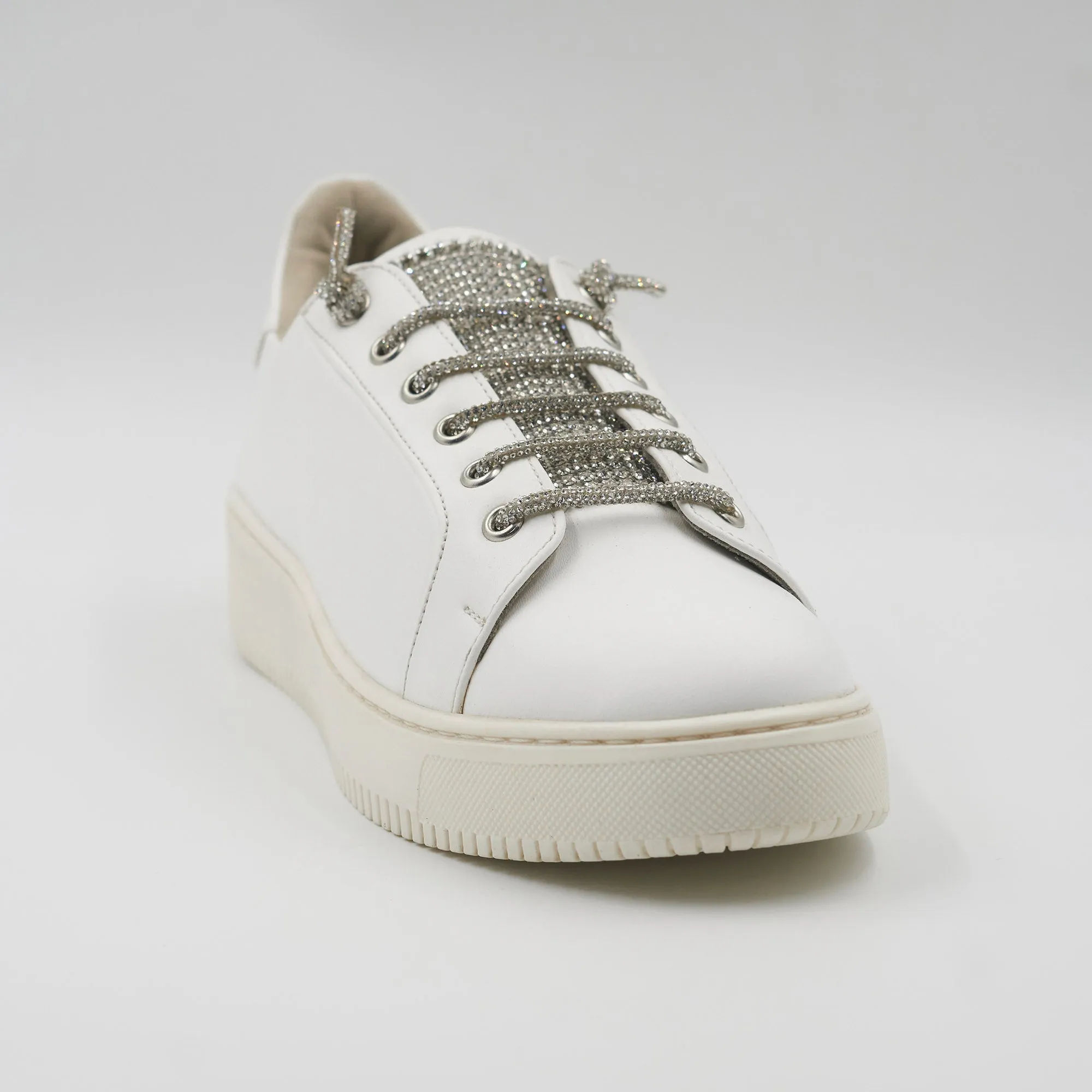 Diamond Lace-Up Sneaker - White
