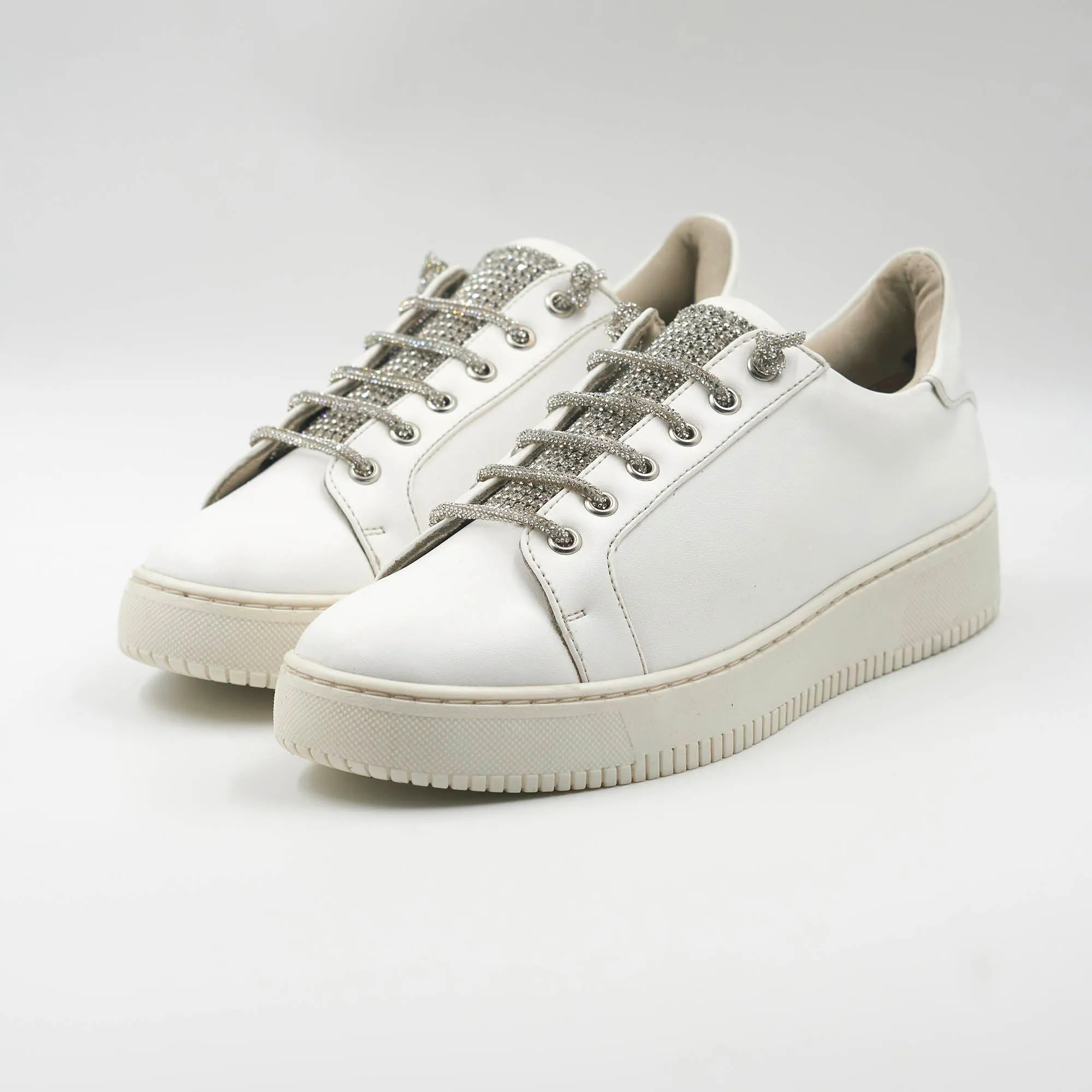 Diamond Lace-Up Sneaker - White