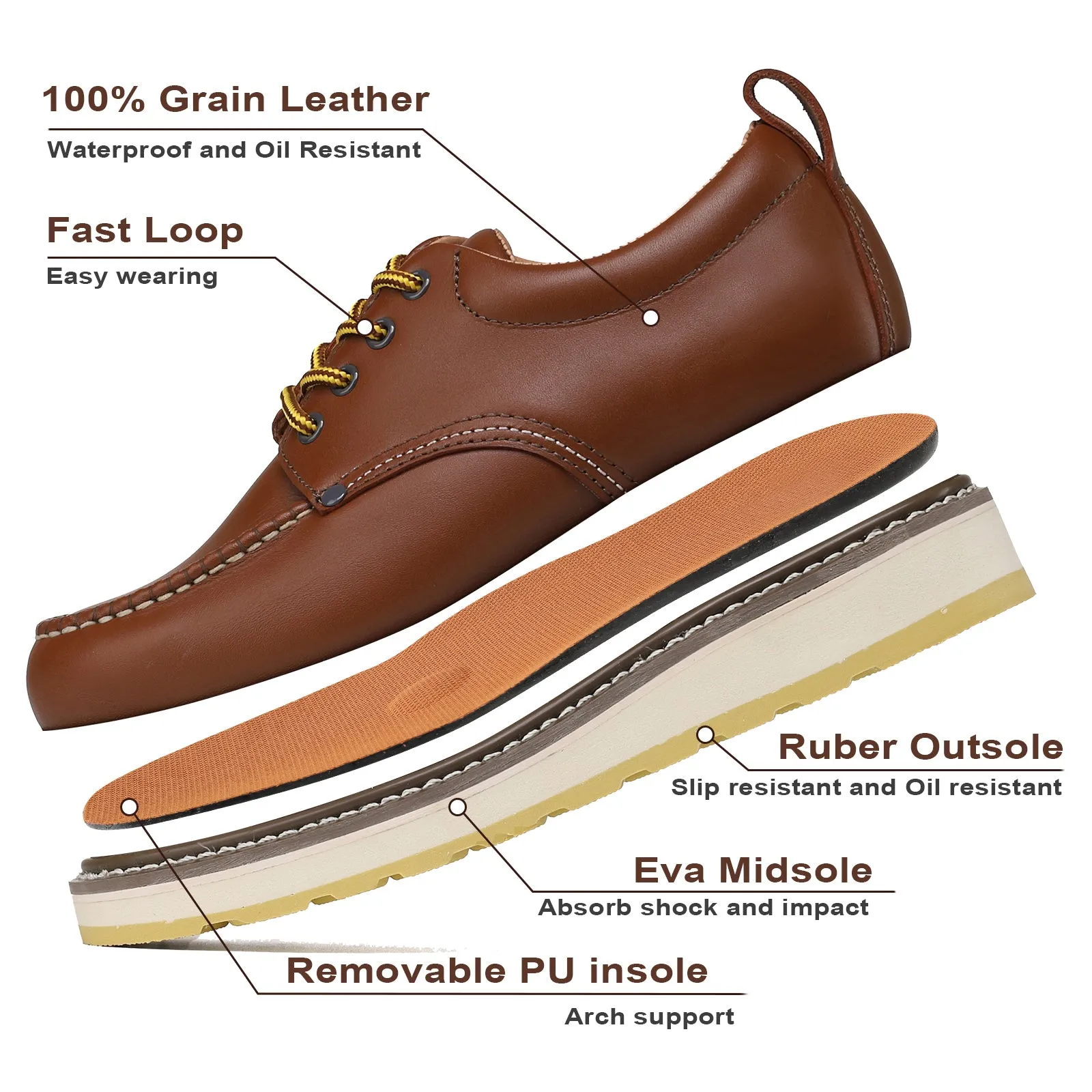 DIEHARD 82994 Men's 4" Soft Toe Leather Oxford Work Shoes