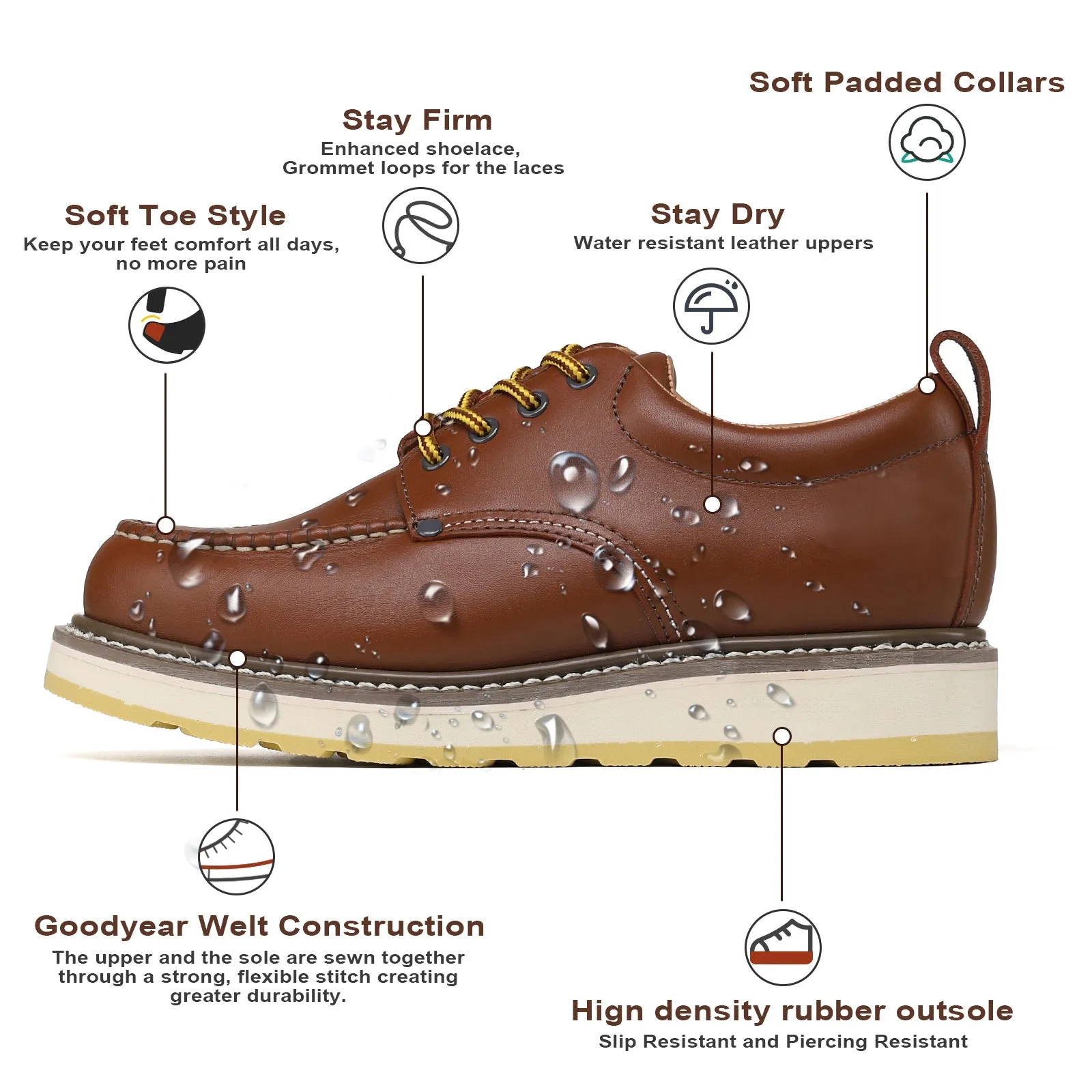 DIEHARD 82994 Men's 4" Soft Toe Leather Oxford Work Shoes