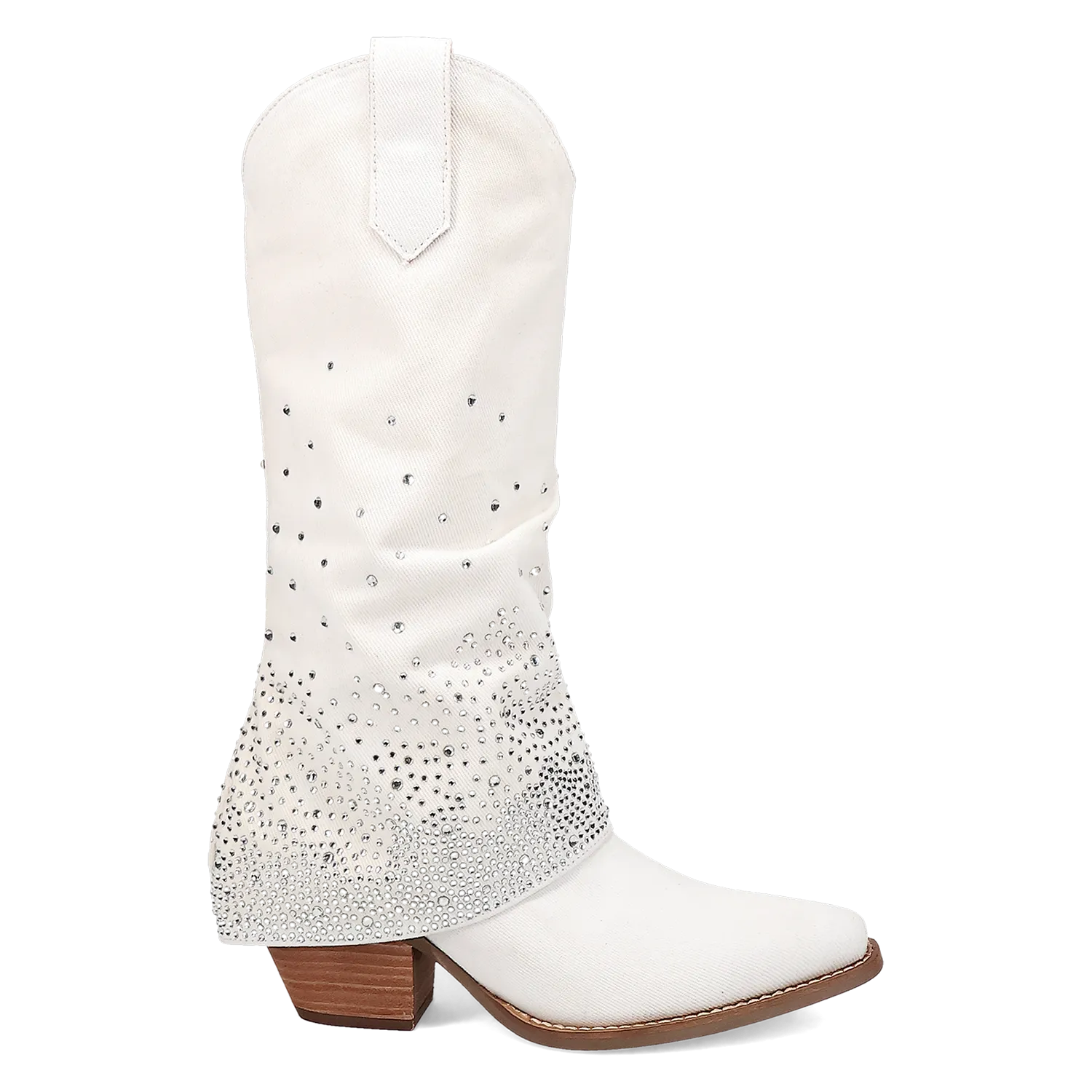 Eye Candy White Denim & Rhinestone Boot (DS) ~ BACKORDER DECEMBER 2024