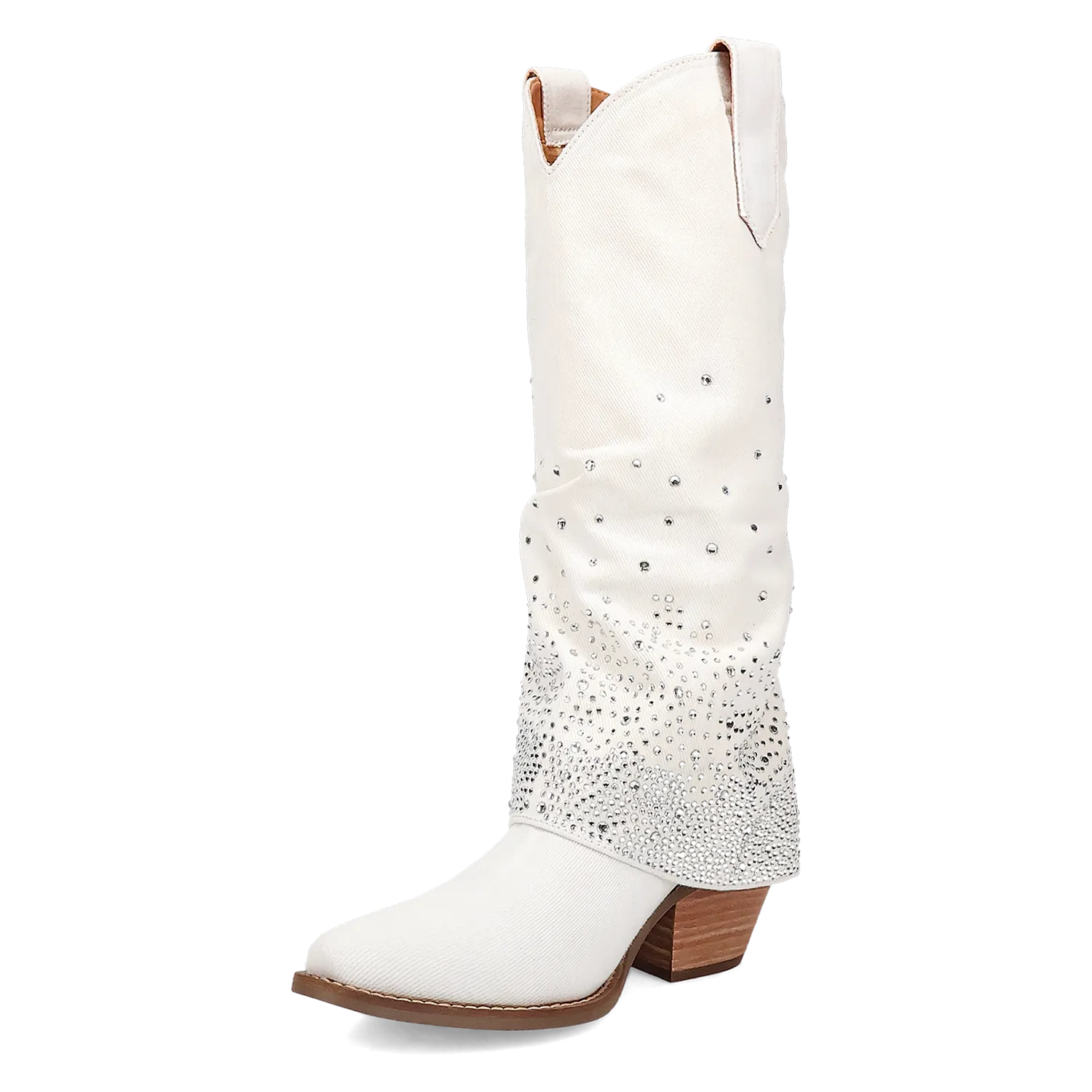 Eye Candy White Denim & Rhinestone Boot (DS) ~ BACKORDER DECEMBER 2024
