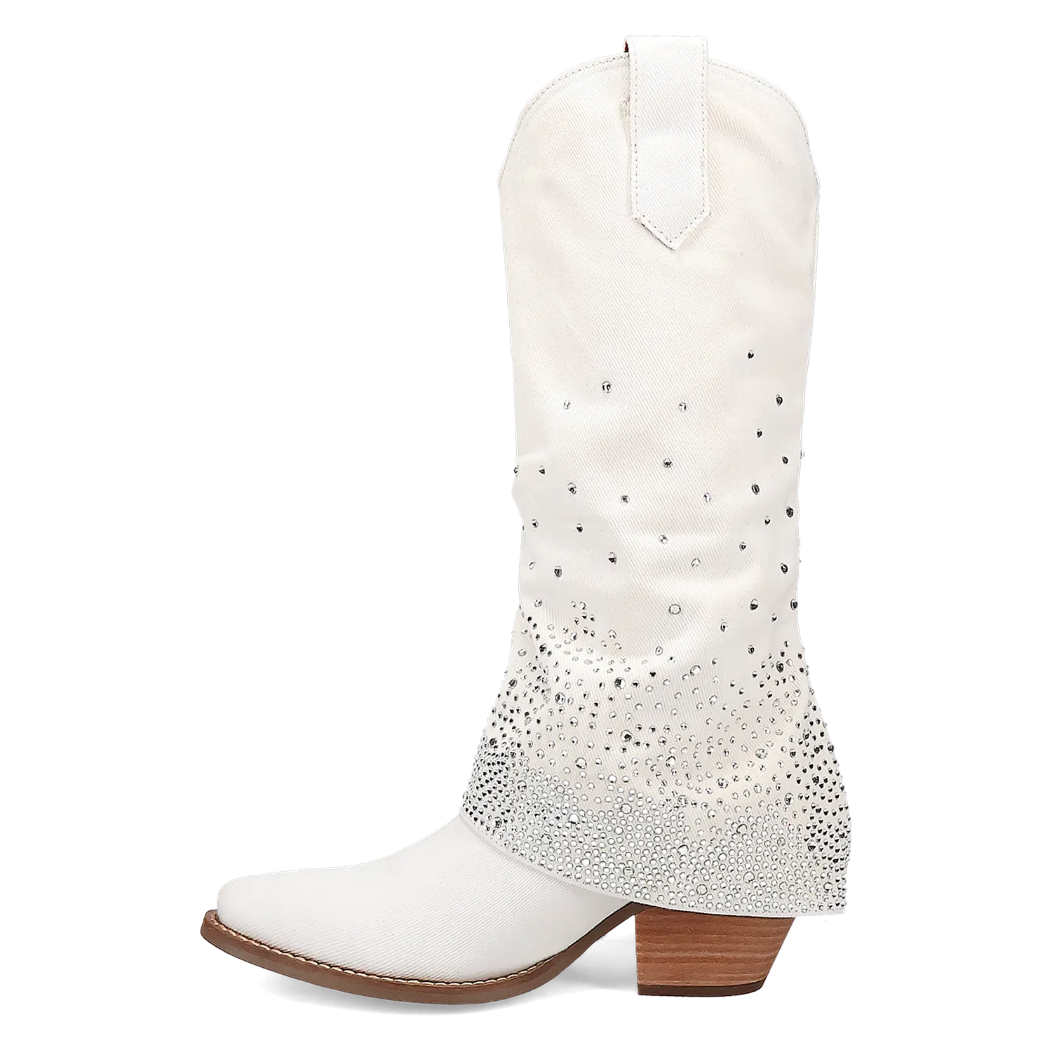 Eye Candy White Denim & Rhinestone Boot (DS) ~ BACKORDER DECEMBER 2024