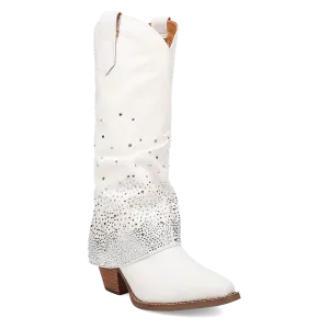 Eye Candy White Denim & Rhinestone Boot (DS) ~ BACKORDER DECEMBER 2024