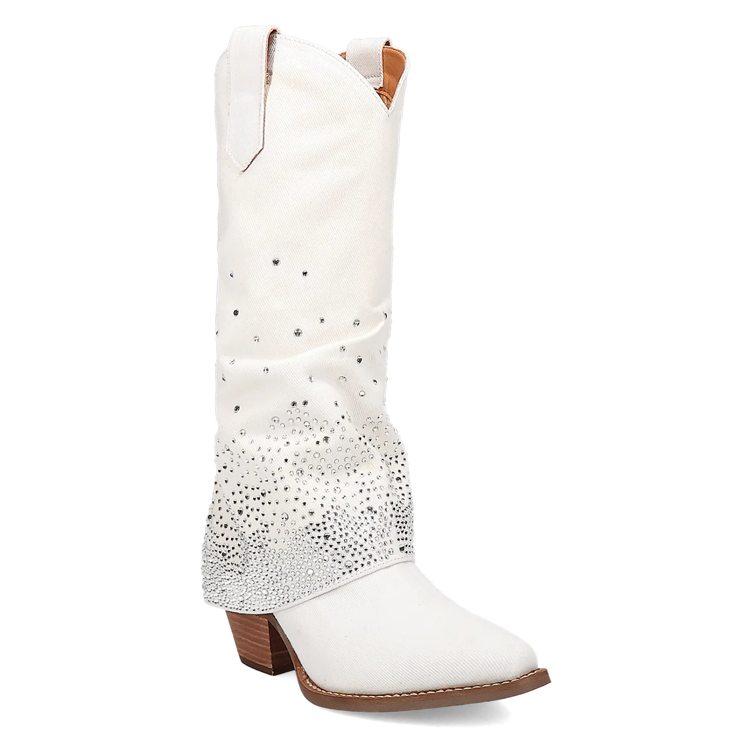 Eye Candy White Denim & Rhinestone Boot (DS) ~ BACKORDER DECEMBER 2024