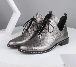 Fashion New Flats Special Design High Quality Genuine Leather Lace-up Sexy Pointed Toe Shoes Comfortable Flats