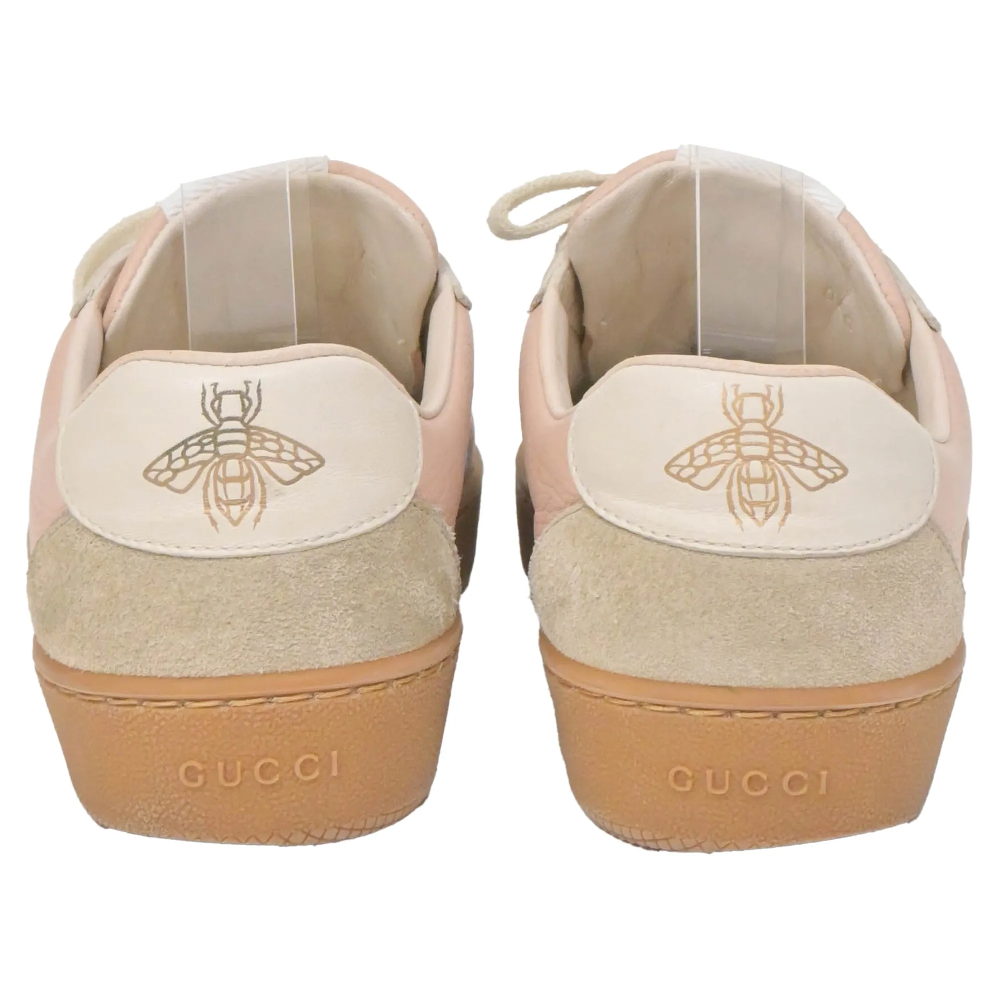 Gucci Web Low Top Sneakers in Pink Leather