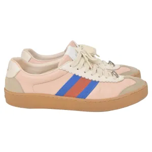 Gucci Web Low Top Sneakers in Pink Leather