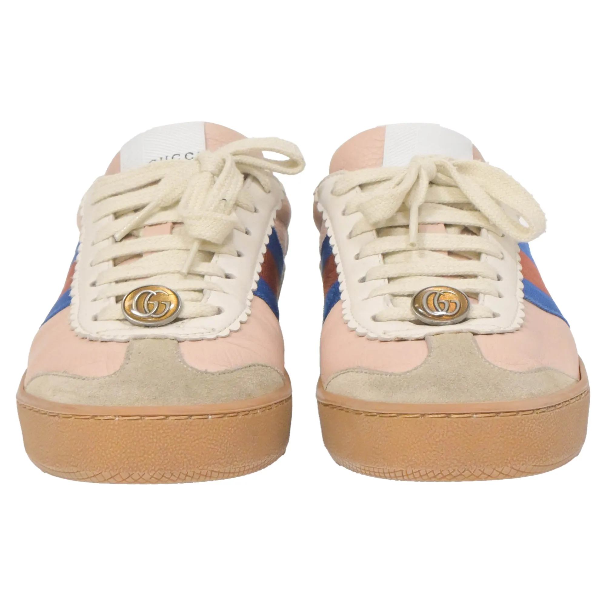 Gucci Web Low Top Sneakers in Pink Leather