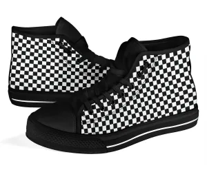 High Top Sneakers - Black and White | Birthday Gifts, Gift Idea, Women's 90s Cool Custom Shoes, Aesthetic, Unique, Cute, Kawaii Hi Tops