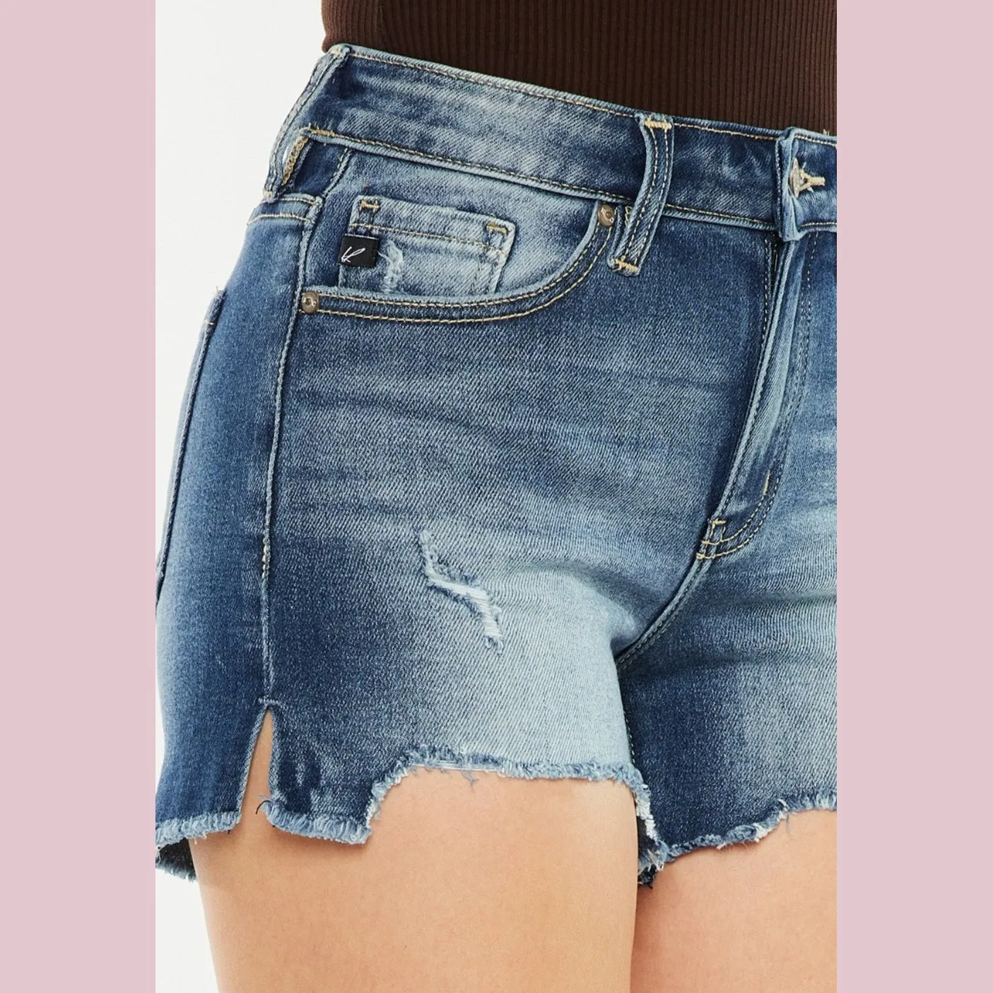 High Waist Raw Hem Denim Shorts
