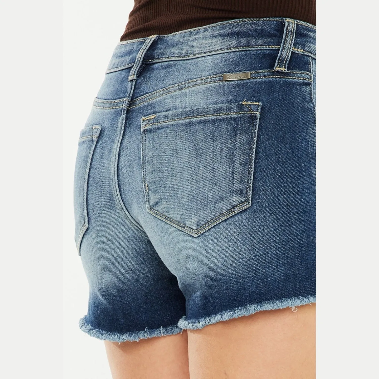 High Waist Raw Hem Denim Shorts