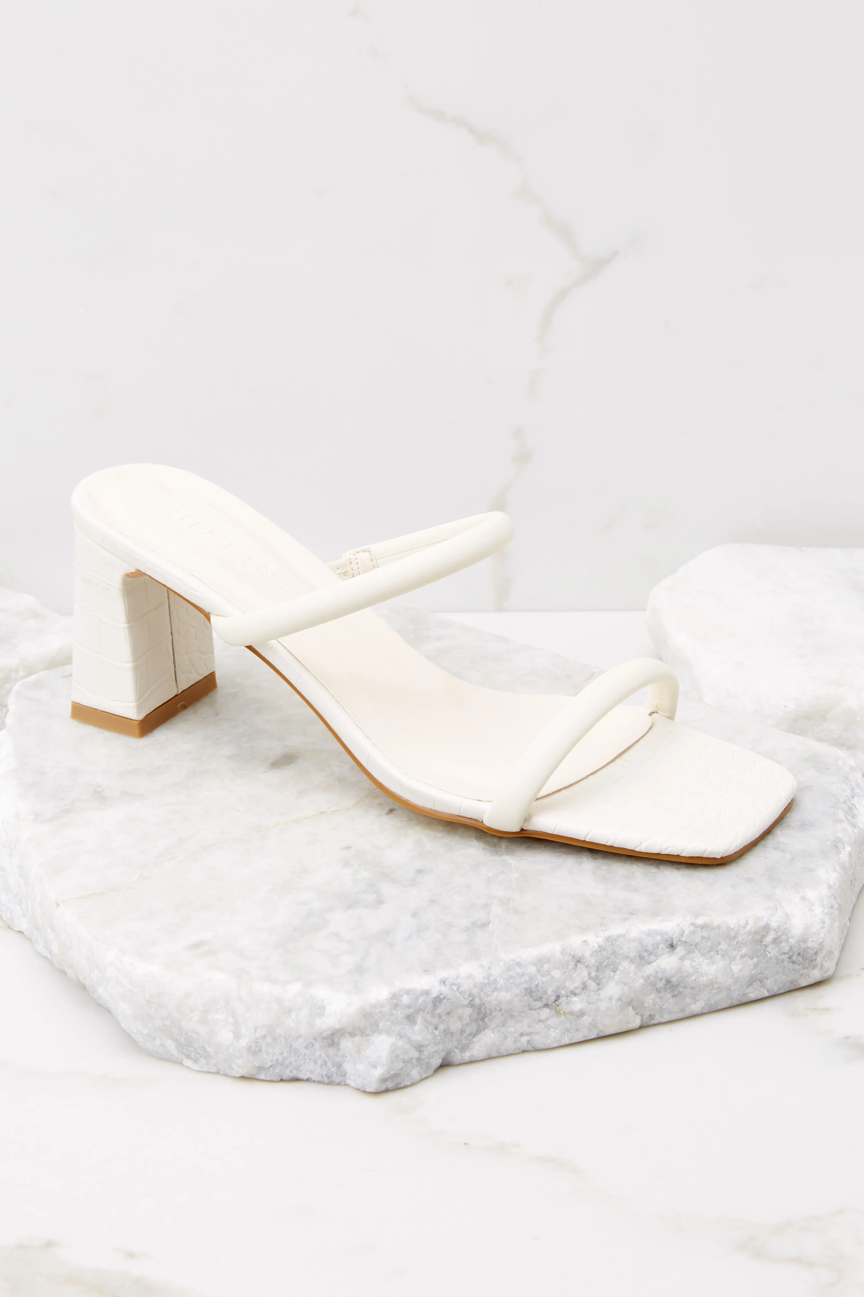 Idele Bone Croc Heels