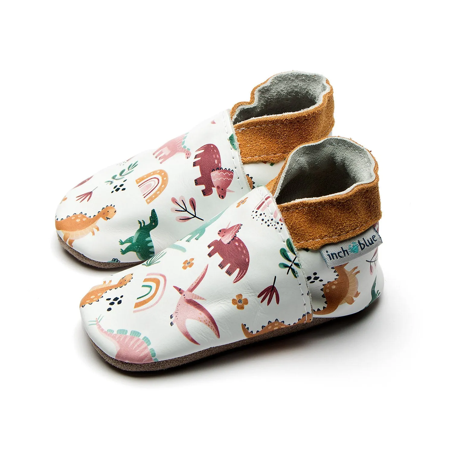 Inch Blue Soft Soles | Baby Pram Shoes | Dino Rainbow