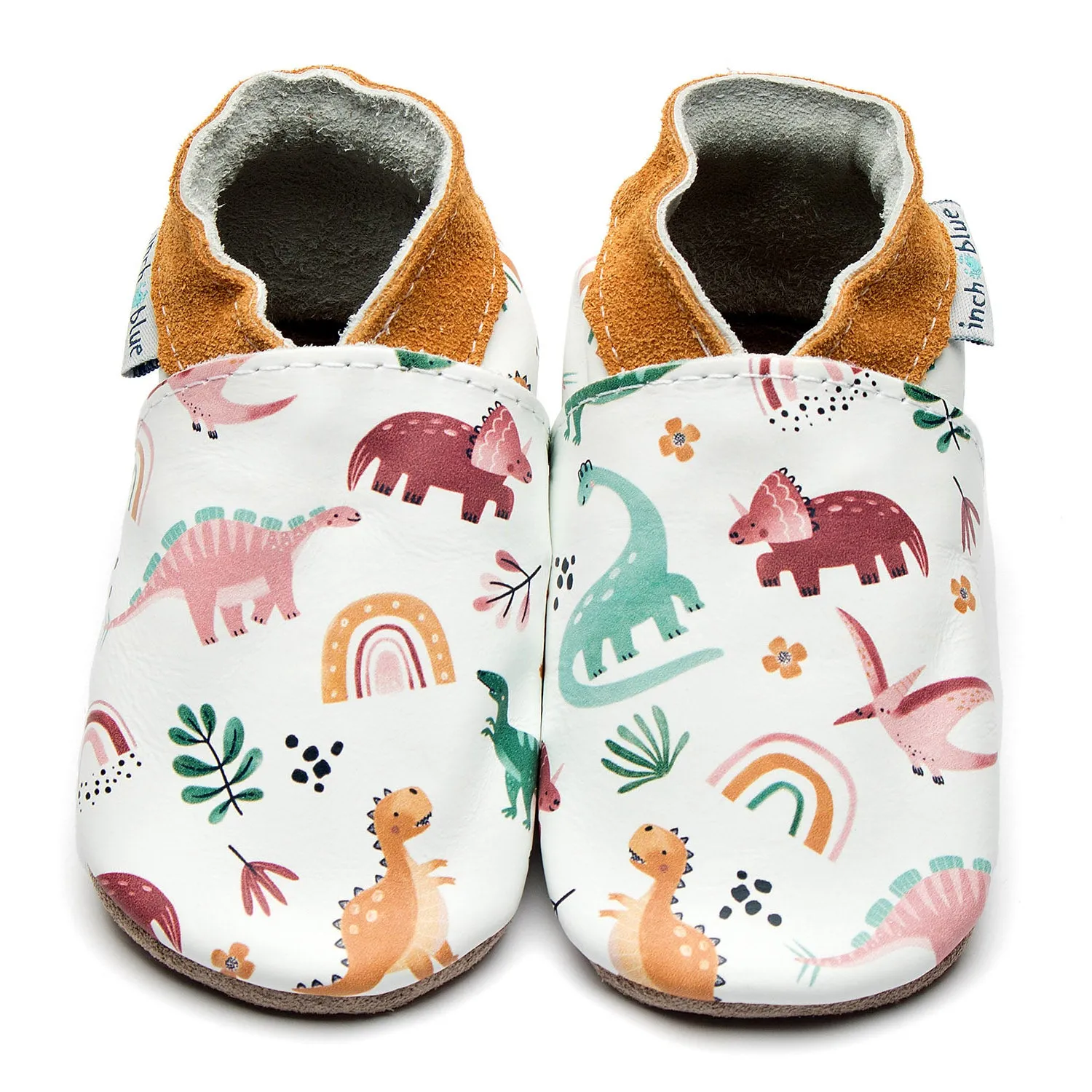 Inch Blue Soft Soles | Baby Pram Shoes | Dino Rainbow