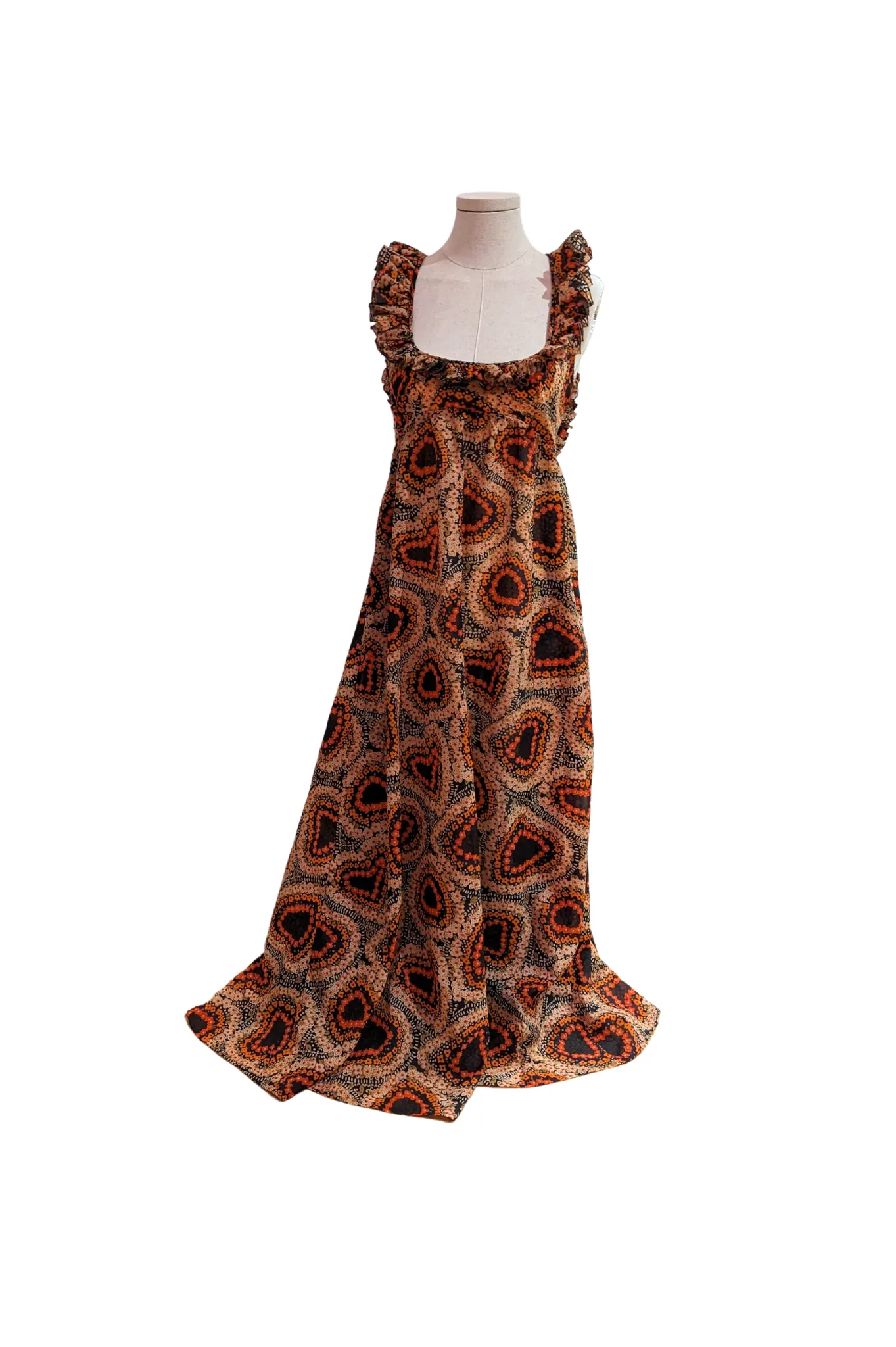 Jean Varon Early 70s Evening Summer Boho Maxi Patterned Dress