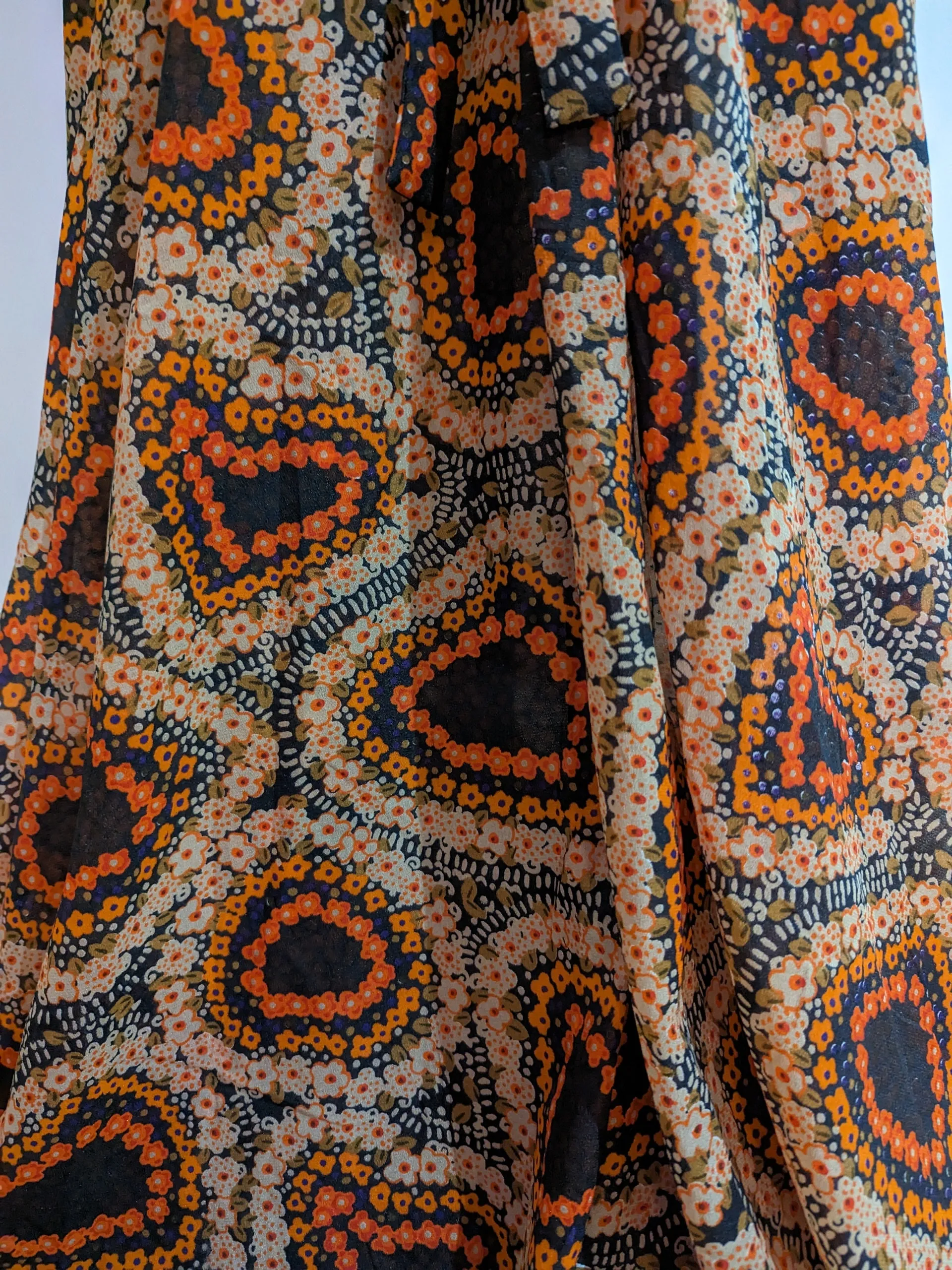 Jean Varon Early 70s Evening Summer Boho Maxi Patterned Dress