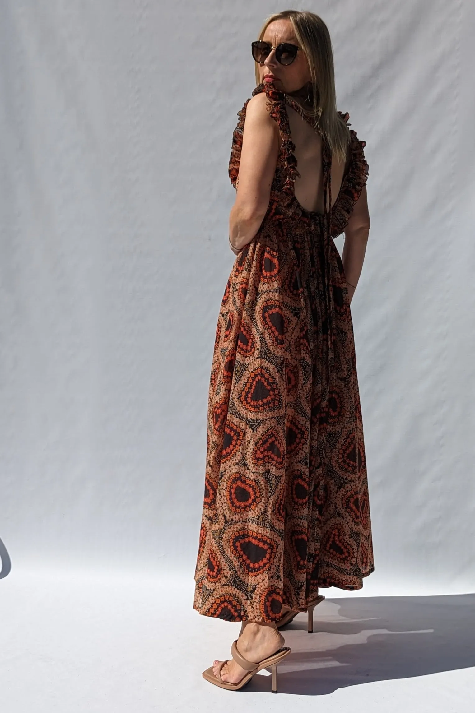 Jean Varon Early 70s Evening Summer Boho Maxi Patterned Dress