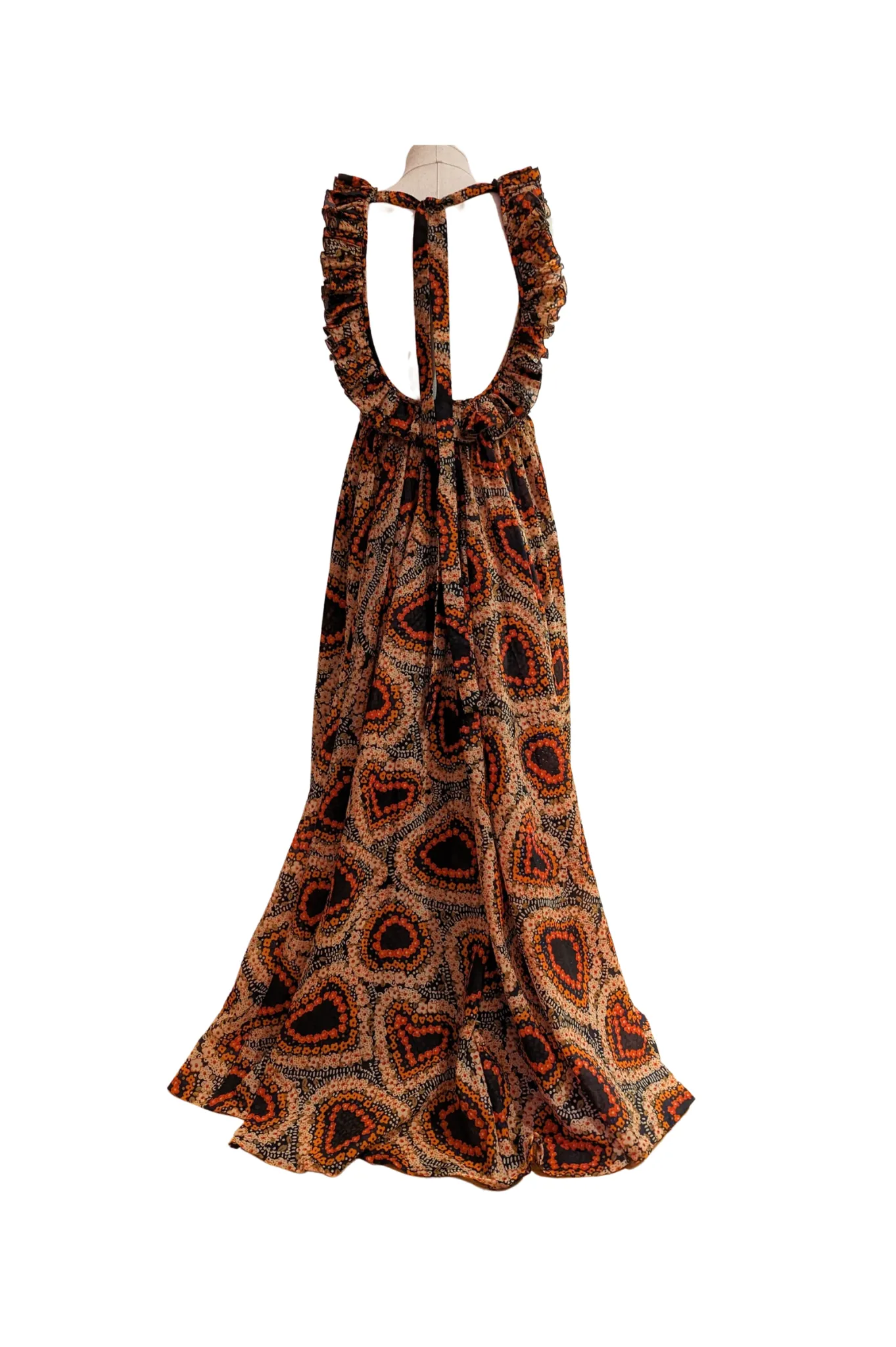 Jean Varon Early 70s Evening Summer Boho Maxi Patterned Dress