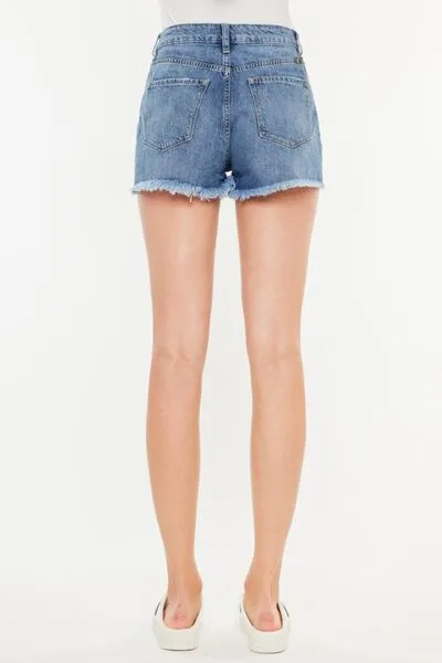 Joni Distressed Raw Hem High Waist Denim Shorts
