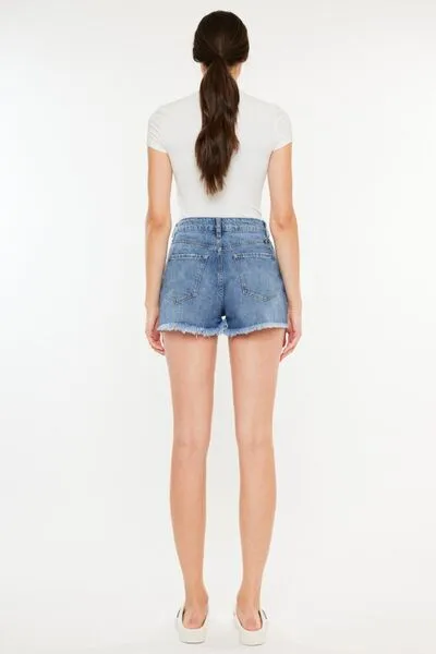 Joni Distressed Raw Hem High Waist Denim Shorts
