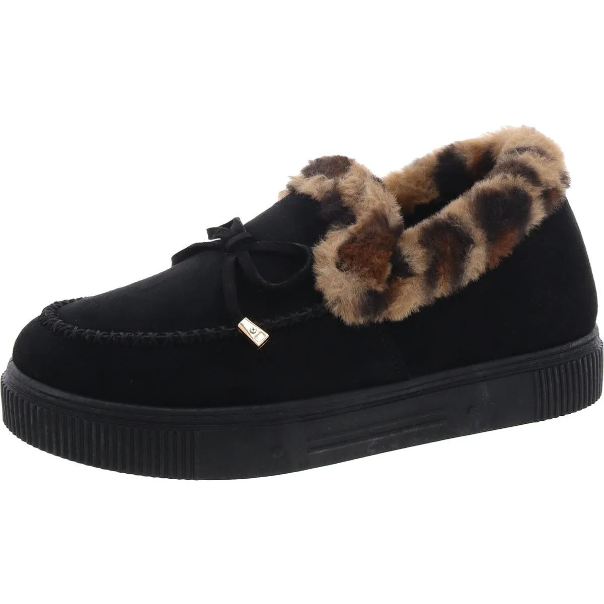 Journee Collection Womens Faux Fur Faux Suede Slip-On Sneakers
