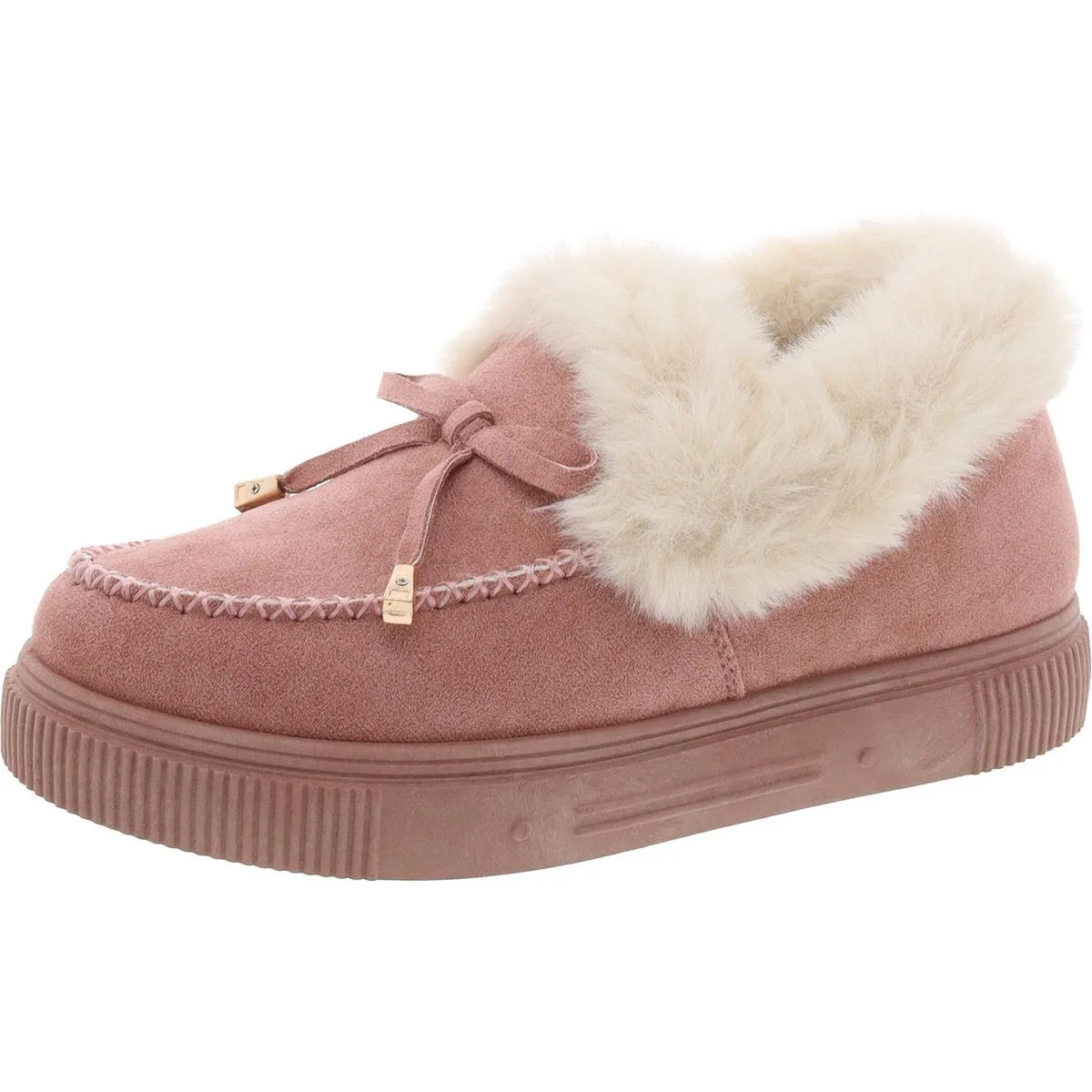 Journee Collection Womens Faux Fur Faux Suede Slip-On Sneakers