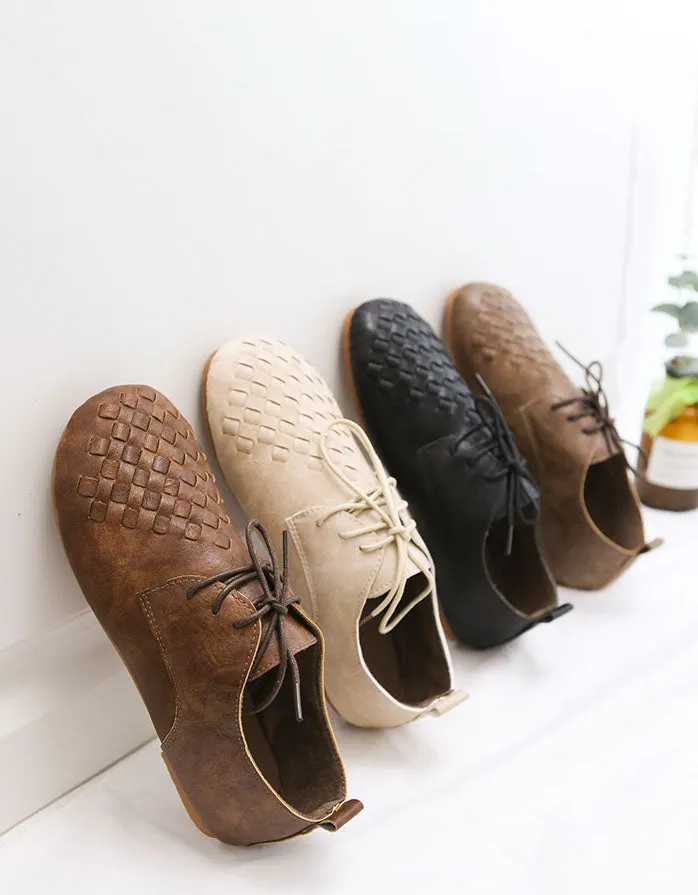 Leather Woven Light-weight Comfortable Spring Flats